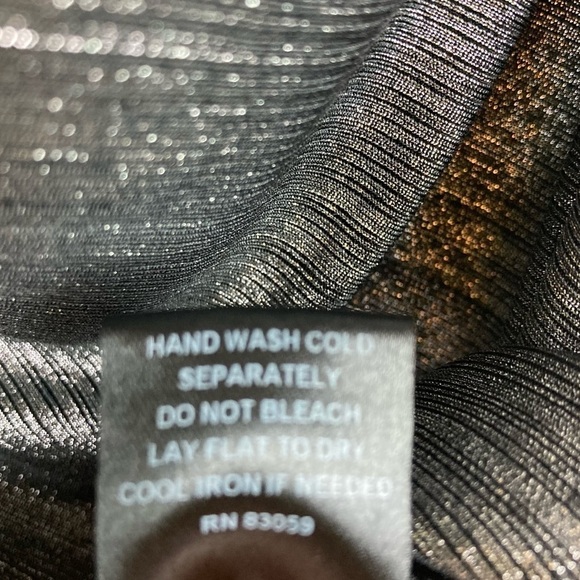 DREW Draped Neck Metallic Gray Sleeveless Top - Picture 11 of 12